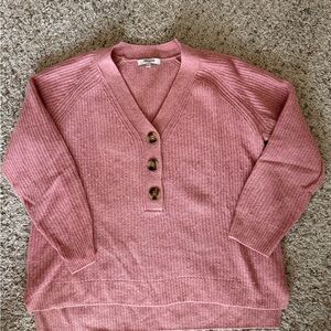 Women's Pink V-Neck Sweater